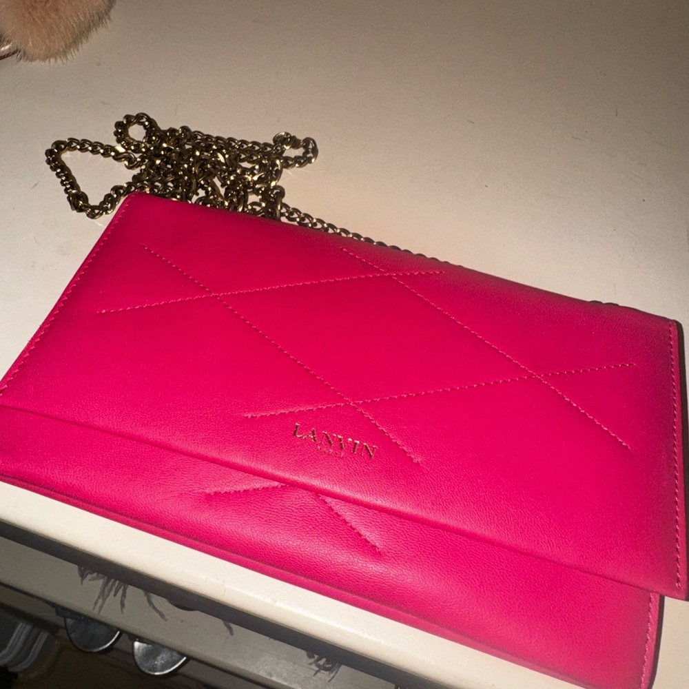 Lanvin Fuchsia Clutch with Gold Chain